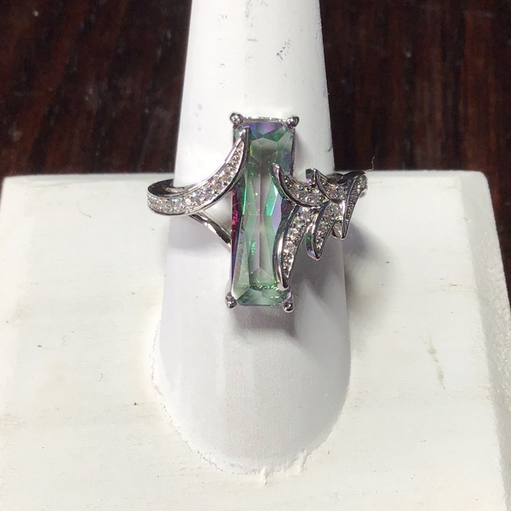 Noble Square Sterling Silver, gem stone and CZ